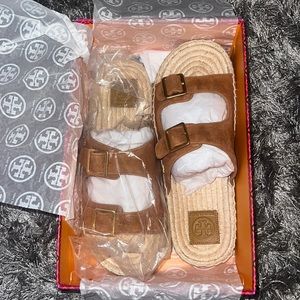 Tory Burch suede two buckle espadrille sandal